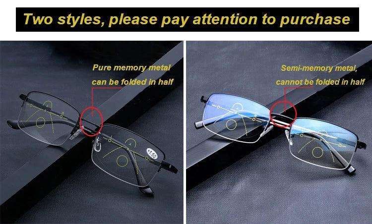 Titanium Photochromatic Multifocal Anti Blue Light Reading Glasses