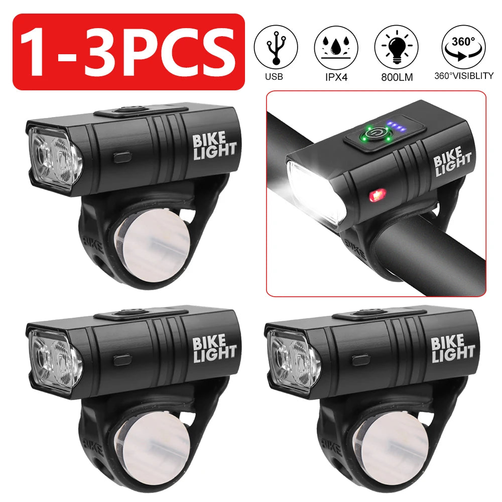 1-3P LED Bicycle Light & USB Rechargeable