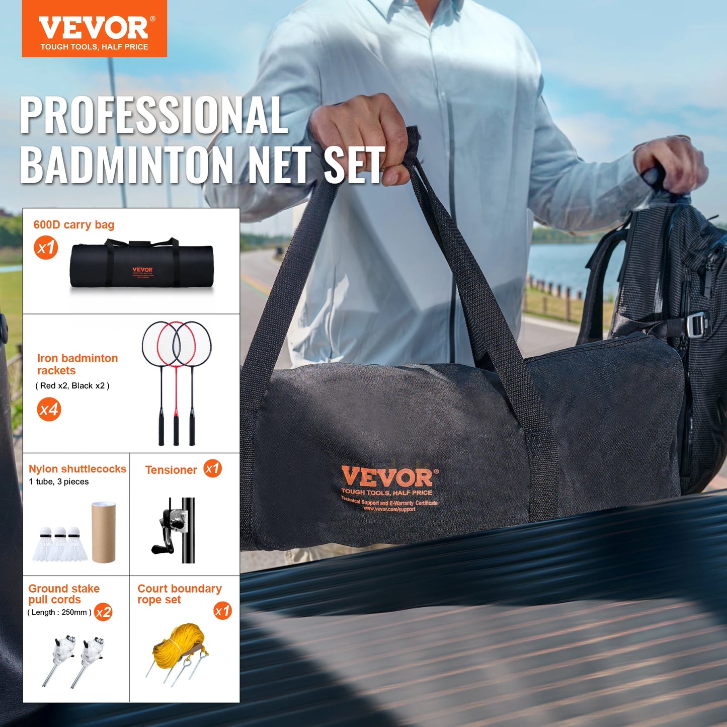 VEVOR Badminton Net Set Outdoor Backyard Beach Park Badminton Net