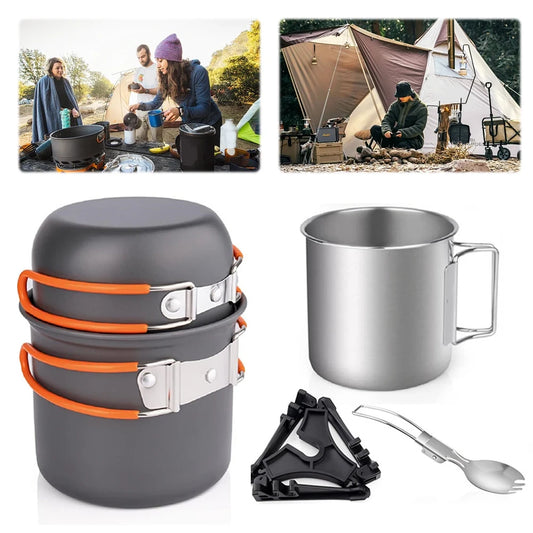 Camping Cookware Kit with Mini Stove Outdoor