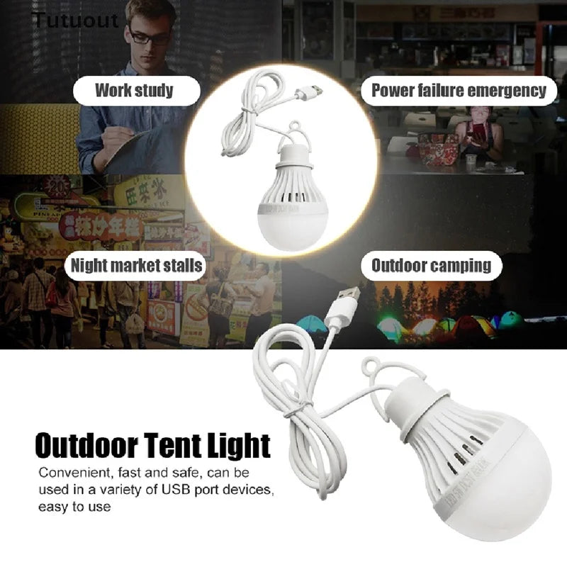 2Pc Portable Outdoor Multifunctional USB Light Bulb